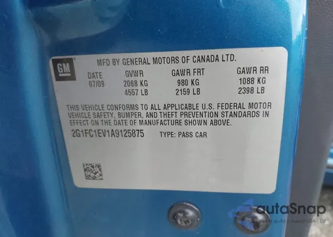 2010 Chevrolet Camaro 2Lt из США, поврежденный, VIN 2G1FC1EV1A9125875